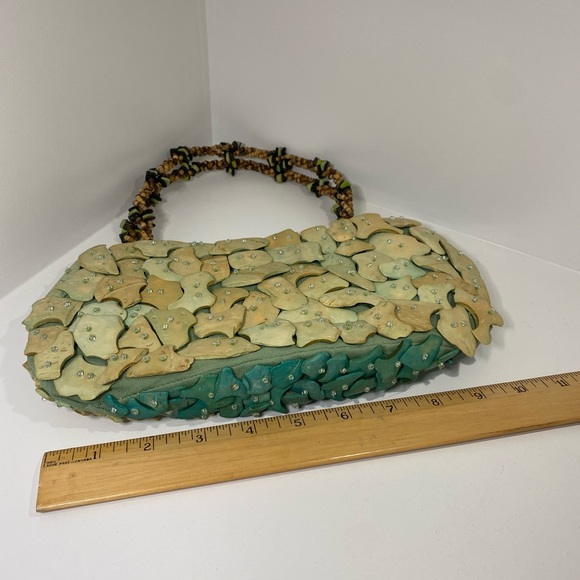 COCONUT SHELL AND ABALONE HANDBAG 10” by 5” - Picture 6 of 6